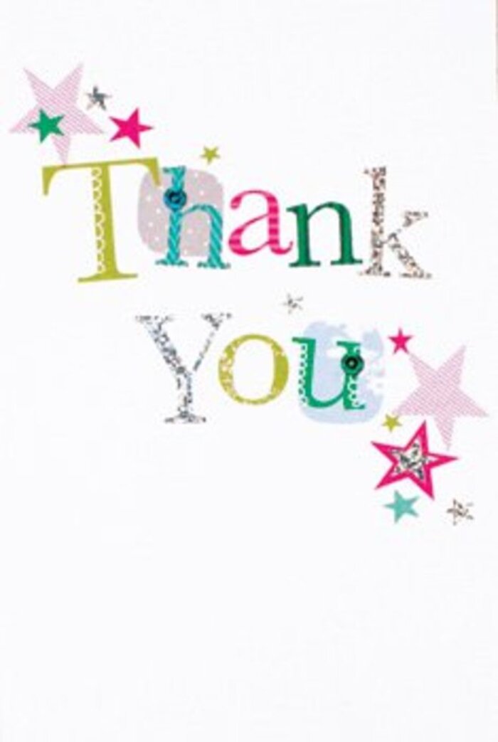 There's a graceful exuberance to the lettering on this thank you card that calls to mind the understated elegance found in Beckenham's leafy avenues. Each letter is rendered with a distinct personality-some whimsically adorned with polka dots or curving flourishes, others more refined with subtle silver stitches, evoking a sense of hand-touched artistry. The surrounding starbursts, in hues of hot pink, deep turquoise, and metallic silver, encircle the message like a constellation, bestowing a joyful energy reminiscent of starlit evenings in Croydon Road Recreation Ground. The backdrop is a flawless white, offering both a sense of openness and elevated sophistication to the composition. There's nothing overtly formal about this card, nor is it overly casual; instead, it straddles that sweet spot of universal warmth that feels perfectly suited for Beckenham's friendly, inclusive character. Imagining this card sitting next to a bouquet of garden-fresh flowers, I see it enhancing the gesture with buoyant, memorable gratitude-its tactile details and vibrant palette mirroring the diversity and vibrancy of our local community. Whether used as part of a thank you for a small kindness or a grand gesture, it carries with it the personal touch and uplifting spirit one finds at every turn here.